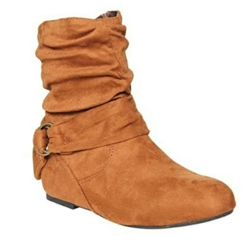 Women’s Retro Suede Buckle Strap Ankle Boots Daily Casual Flat Shouch Boots
