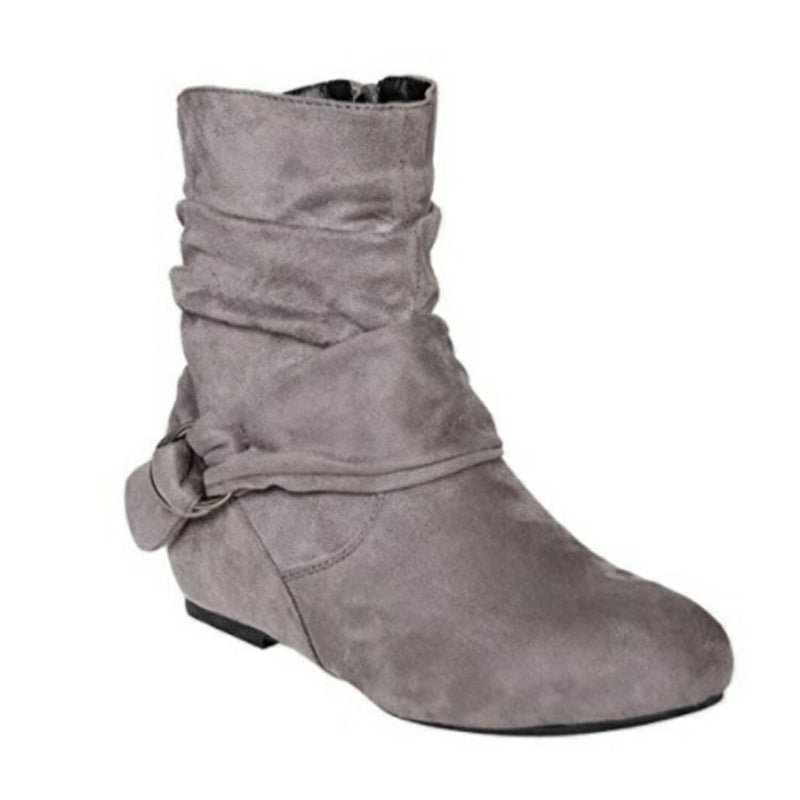Women’s Retro Suede Buckle Strap Ankle Boots Daily Casual Flat Shouch Boots