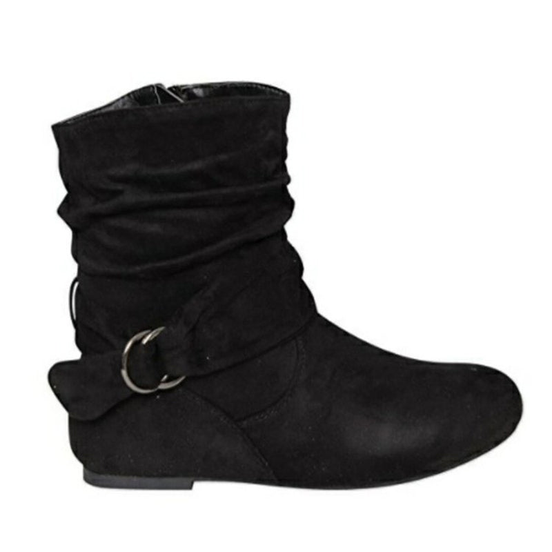 Women’s Retro Suede Buckle Strap Ankle Boots Daily Casual Flat Shouch Boots