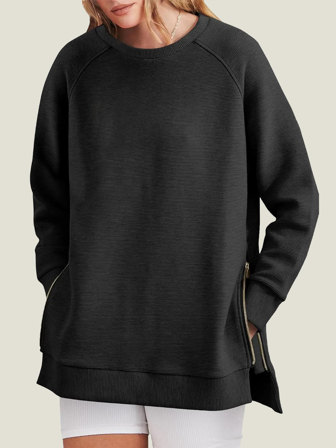 Women's Side Zipper Oversized Sweatshirt