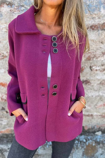 Women's Casual Buttons Turndown Collar Outerwear