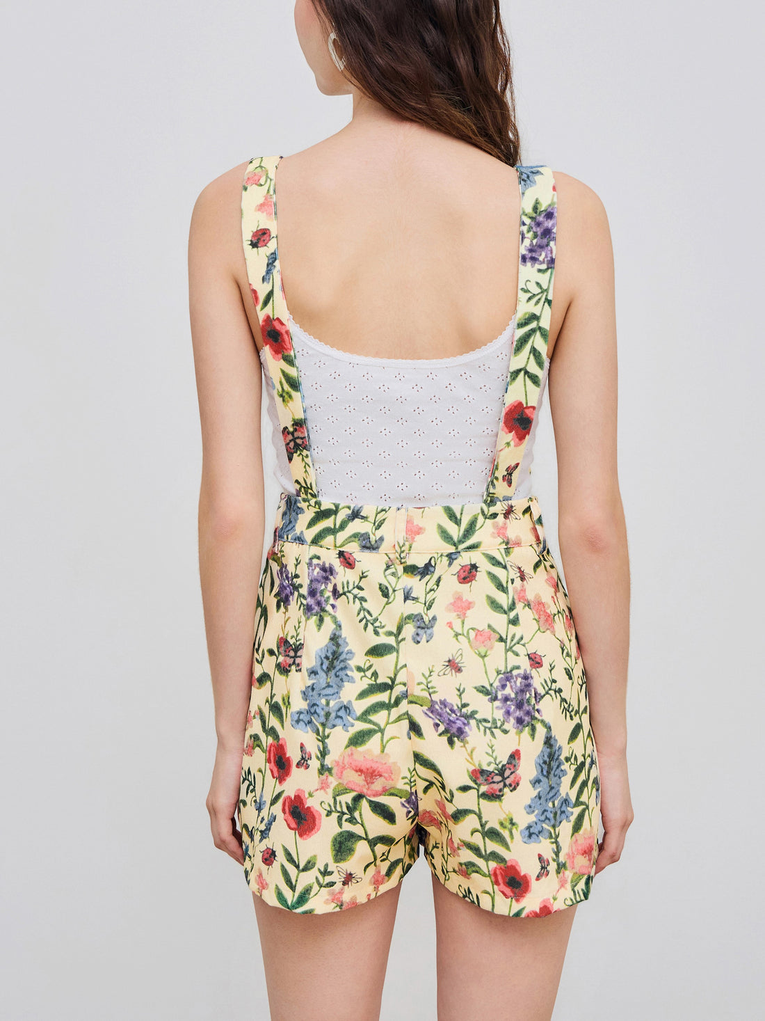 Women's Lightweight Floral Button Short Romper Overalls