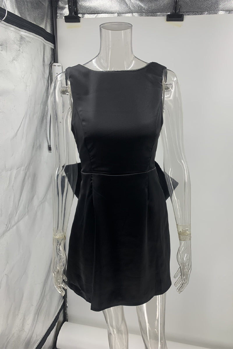 Backless Bow Decor O Neck Evening Dresses