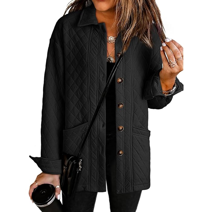 Women's Casual Button Down Long Sleeve Quilted Jackets