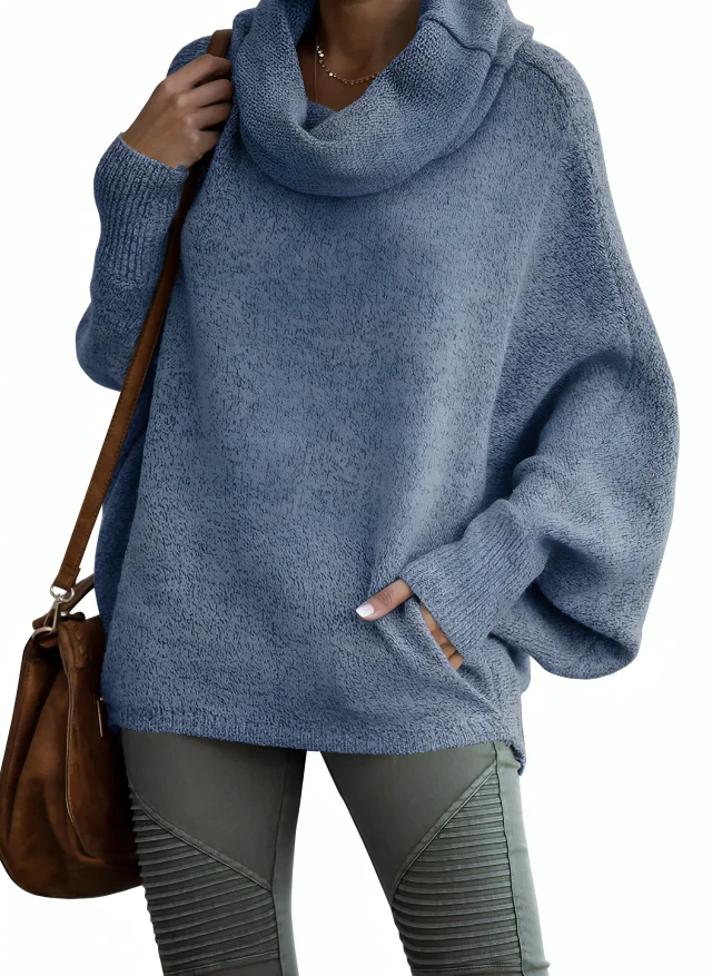 Women's Lantern Long Sleeve Knitted Casual Turtleneck Sweater
