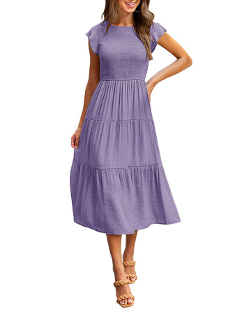 2025 Women's Summer Casual Flutter Short Midi Dress
