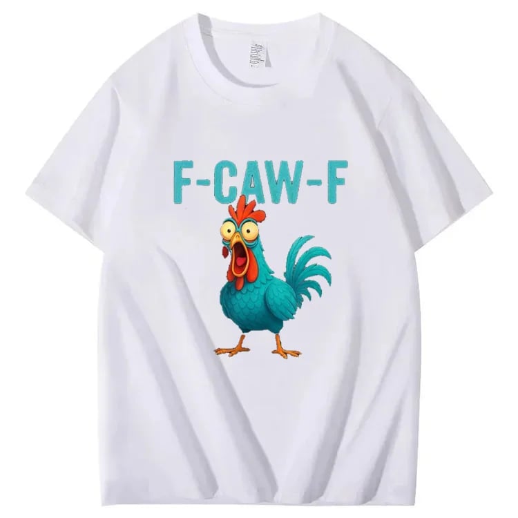 F-Caw-F Crazy Blue Chicken Pattern 100% Cotton Unisex T-Shirt