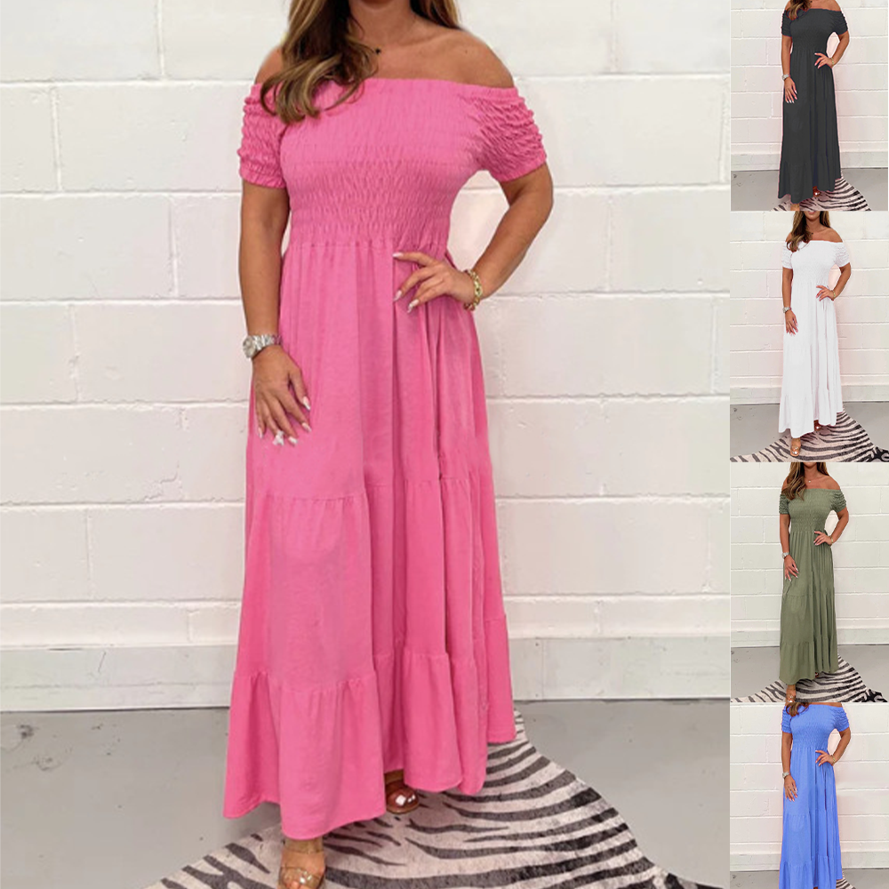 Women's Casual Solid Color Embroider Swing Dress