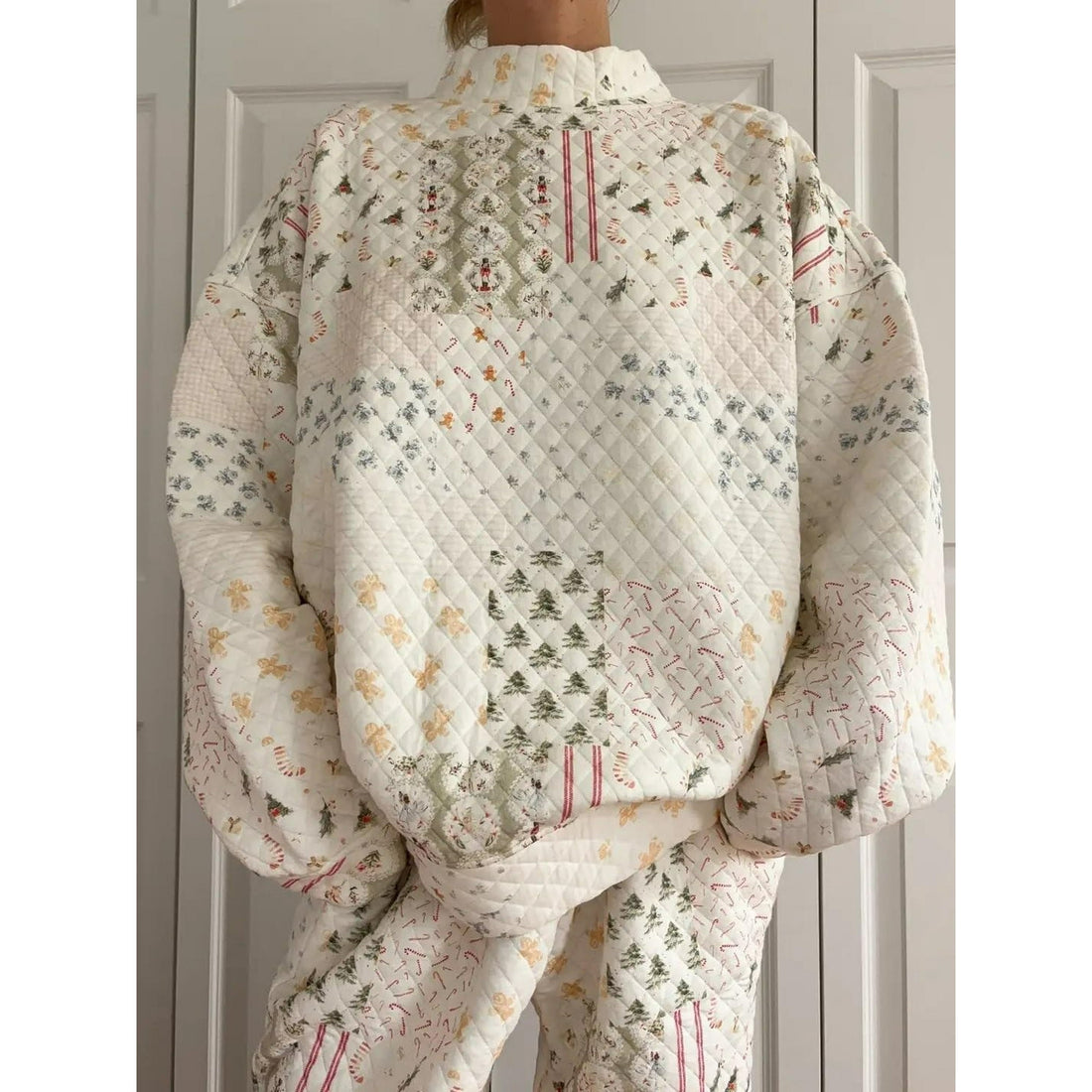 Christmas Holiday Quilted Mockneck Sweatshirt