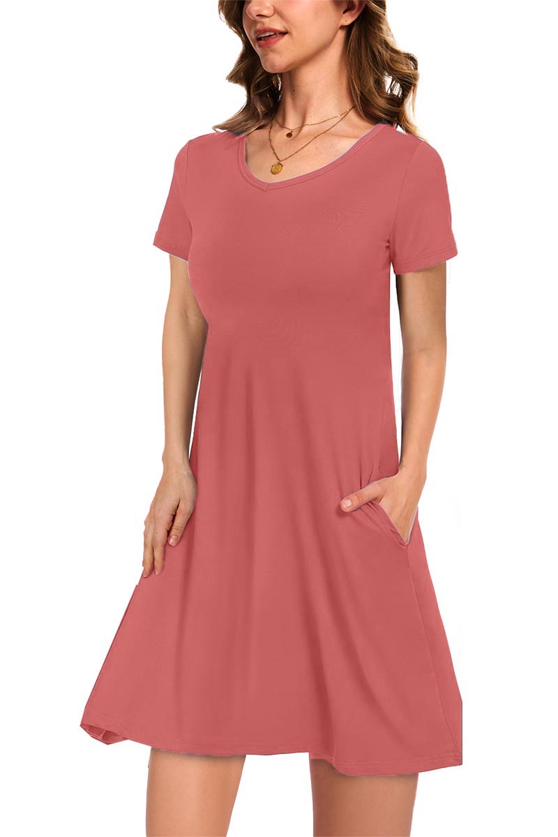 Women's Casual T-Shirt Dress with Pockets