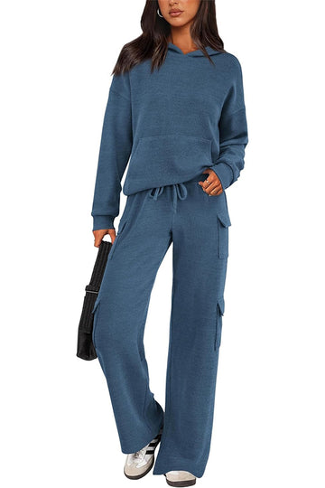 HOT SALE Women's Casual Hooded Sweatshirt Pocket Pants 2 Piece Set