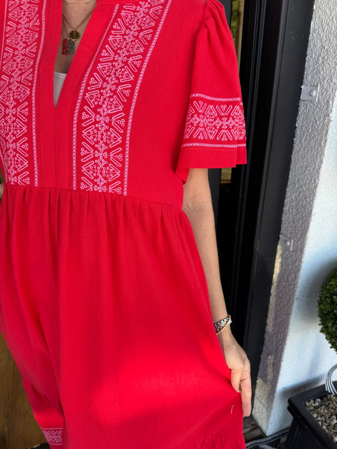 2025 V-Neck layered Boho Maxi Dress With Pockets