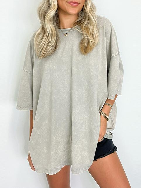 Women's Mineral Acid Wash Oversized Tee Casual Top
