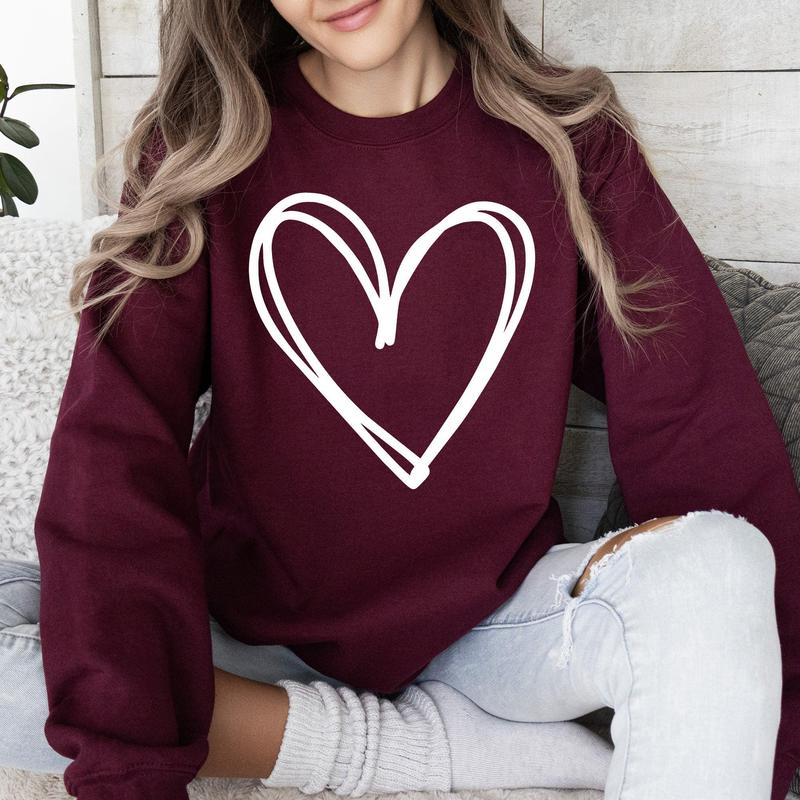 Double-Layered Heart Printed Valentines Sweatshirt