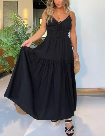 Women's Elegant Front Tie Midi Dress