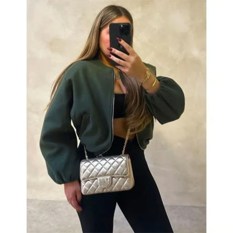 Women’s Casual Zip Up Crop Jacket