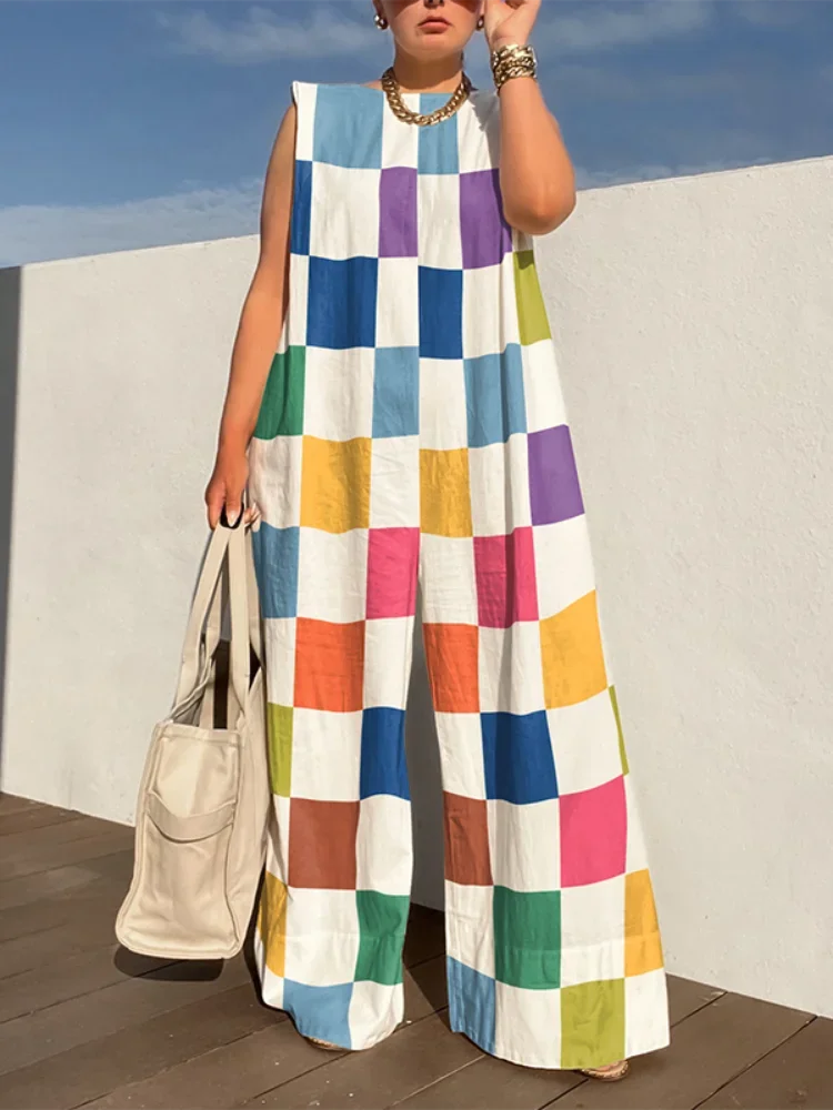 Women's Casual Sleeveless Wide Leg Jumpsuit