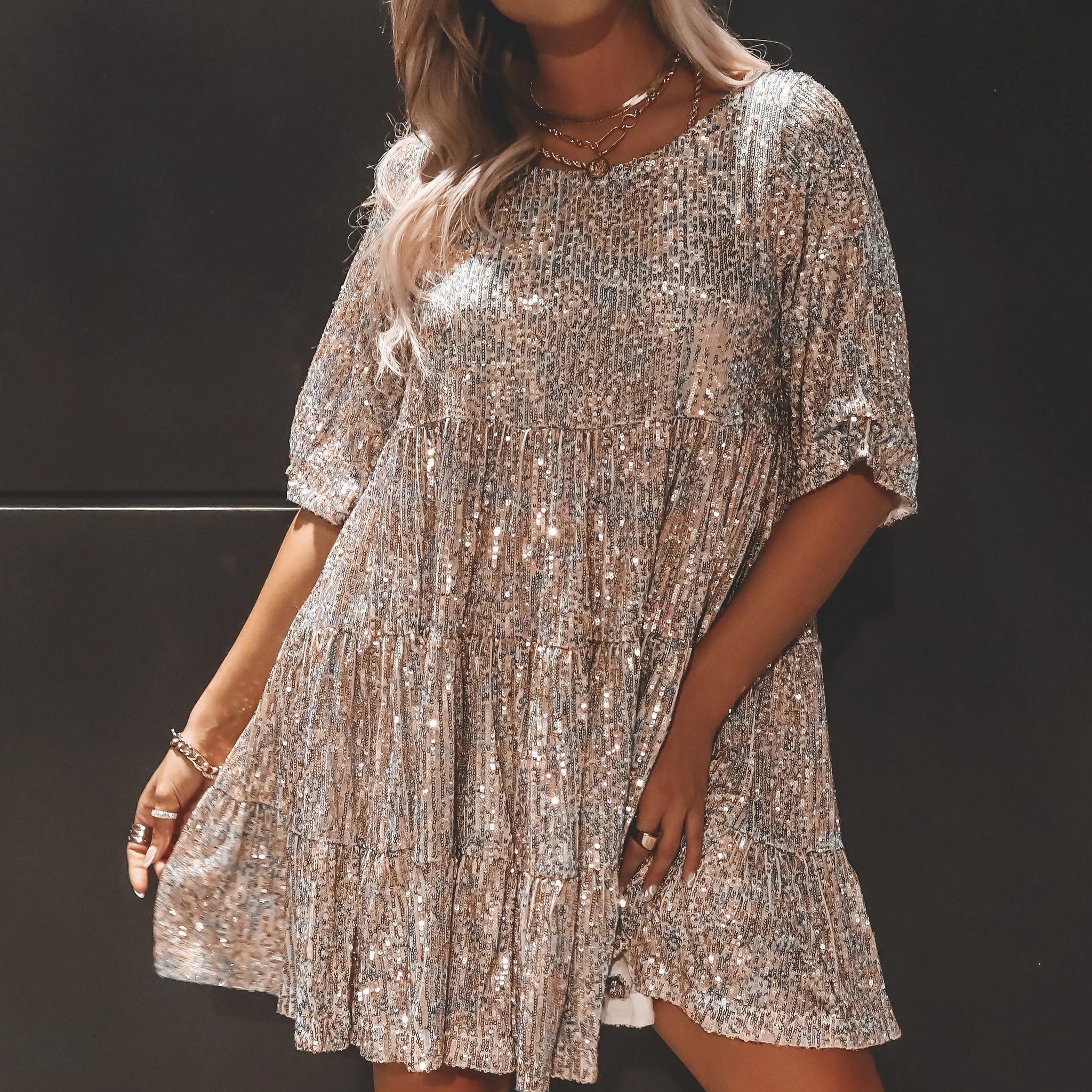 Sequin Baby Doll Dress