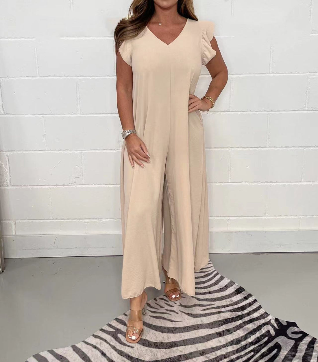 Ruffled Wide-leg Casual Jumpsuit