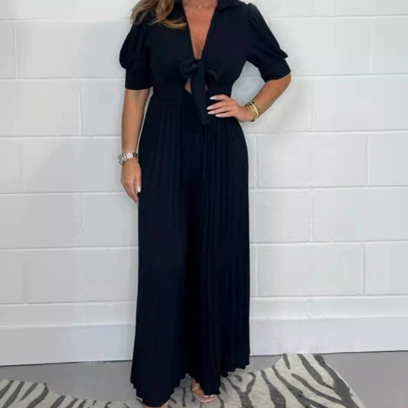 Women’s Solid Color Pleated Jumpsuit