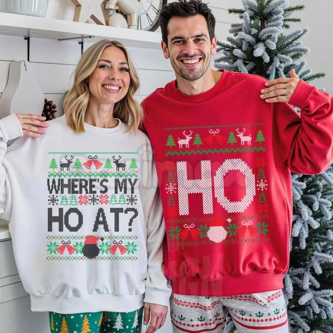 Funny Couples Christmas Sweatshirt Set