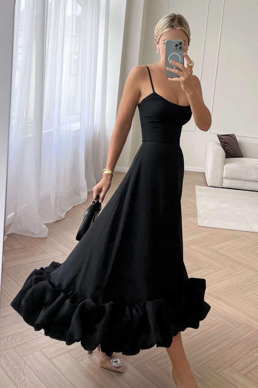 Fashion Halter Big Swing Three-Dimensional Flower A-line Skirt