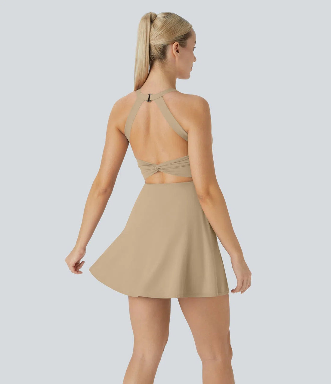 Airy Backless Twisted Cool Touch Dance Active Dress