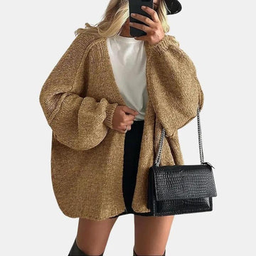 Fall Long Lantern Sleeve Knit Open Front Lightweight Sweater Knitwear Tops