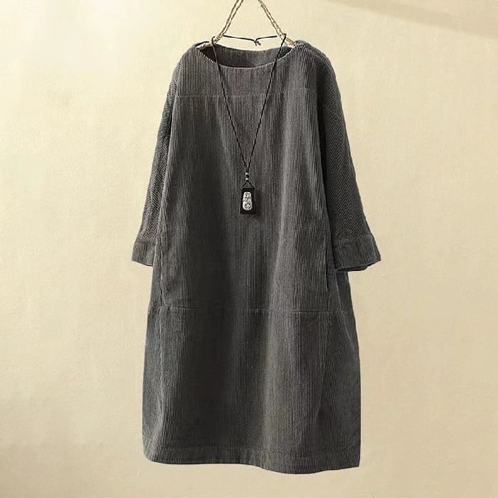 Corduroy Vintage Solid Color Dress