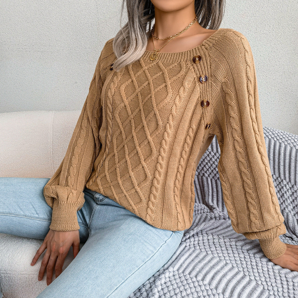 49%OFF🔥Stylish Casual Square Neck Twist Knit Pullover