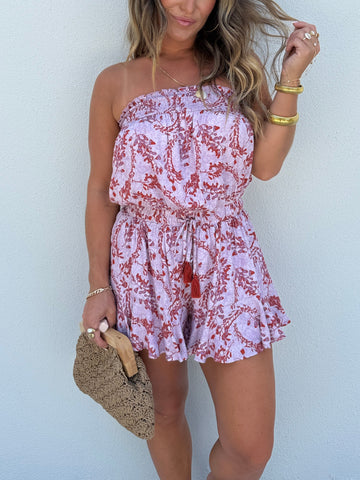 Women's Printed Strapless Tube Romper