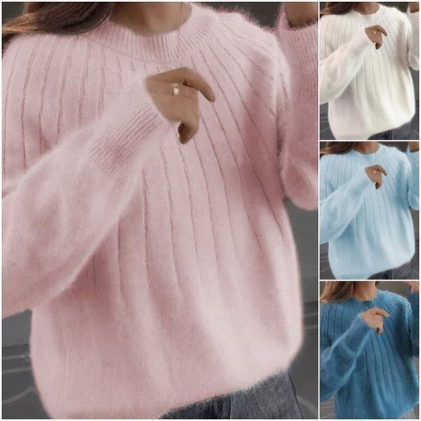 Solid Color Fluffy Knitting Sweater