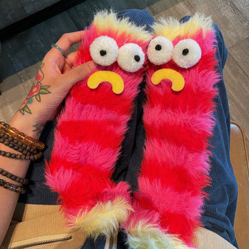 Unleash the Cuteness: Warm & Cozy Fluffy Cartoon Monster Socks