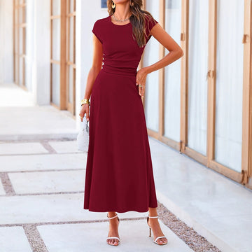 Casual Knitted Short Sleeve Top High Waist Midi Skirt Two-piece Set