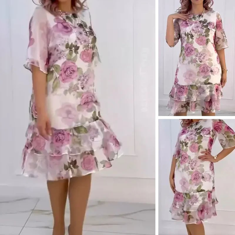 Pink Chiffon Dress With Ruffles
