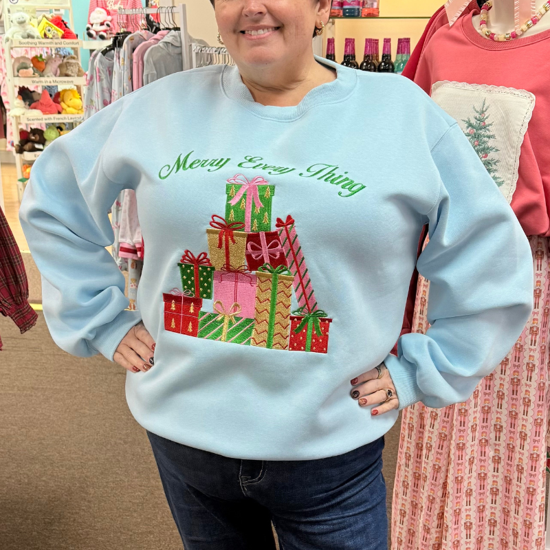 "Merry Every Thing" Embroidered Sweatshirt