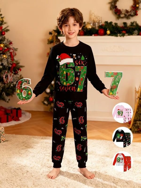 The Viral 67 Christmas Kids Pajama Set