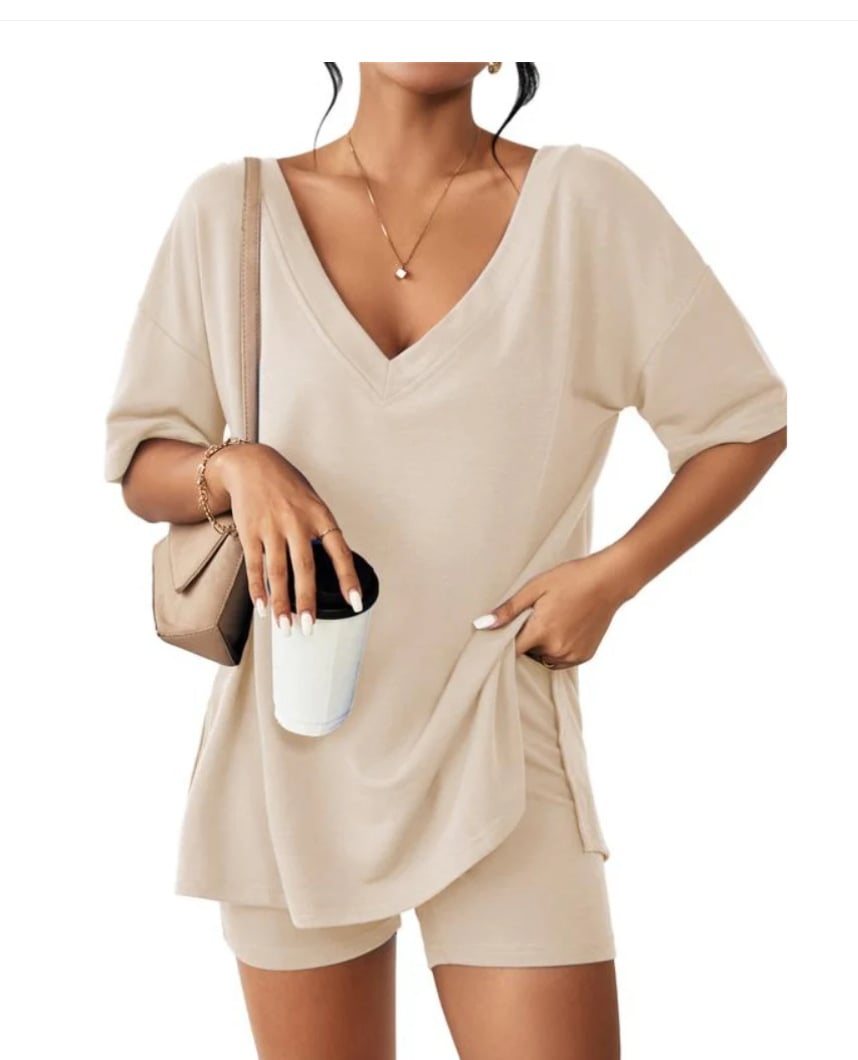 Tshirt Oversized Short Sleeve Tracksuit Beach Cover Up Shorts Set