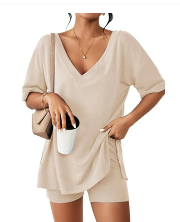 Tshirt Oversized Short Sleeve Tracksuit Beach Cover Up Shorts Set