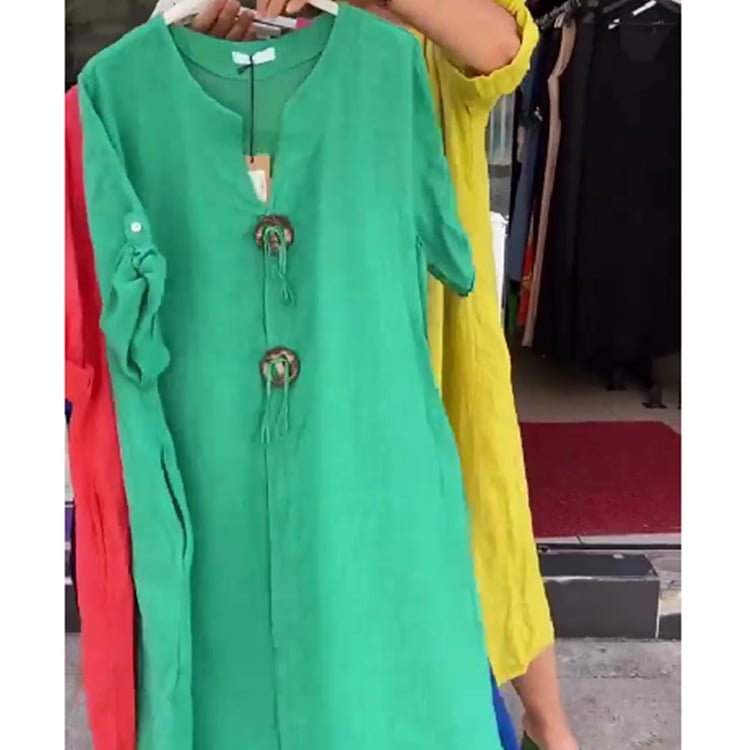 Solid-Color Simple Dress