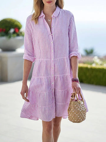 Women's Long Sleeve Striped Shirt Dress