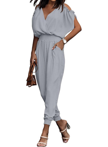 Women's Casual Summer Off-the-shoulder Jumpsuit with Pockets