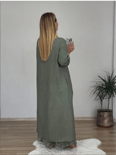 Casual Irregular Top and Wide Leg Pants Cotton and Linen Set
