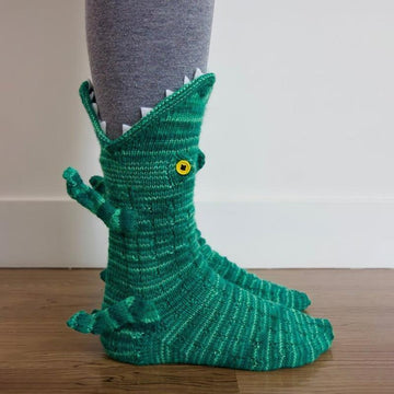 3D Knit Crocodile Socks