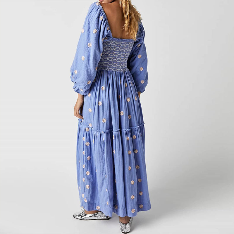 Women's Casual Embroidered Maxi Dress