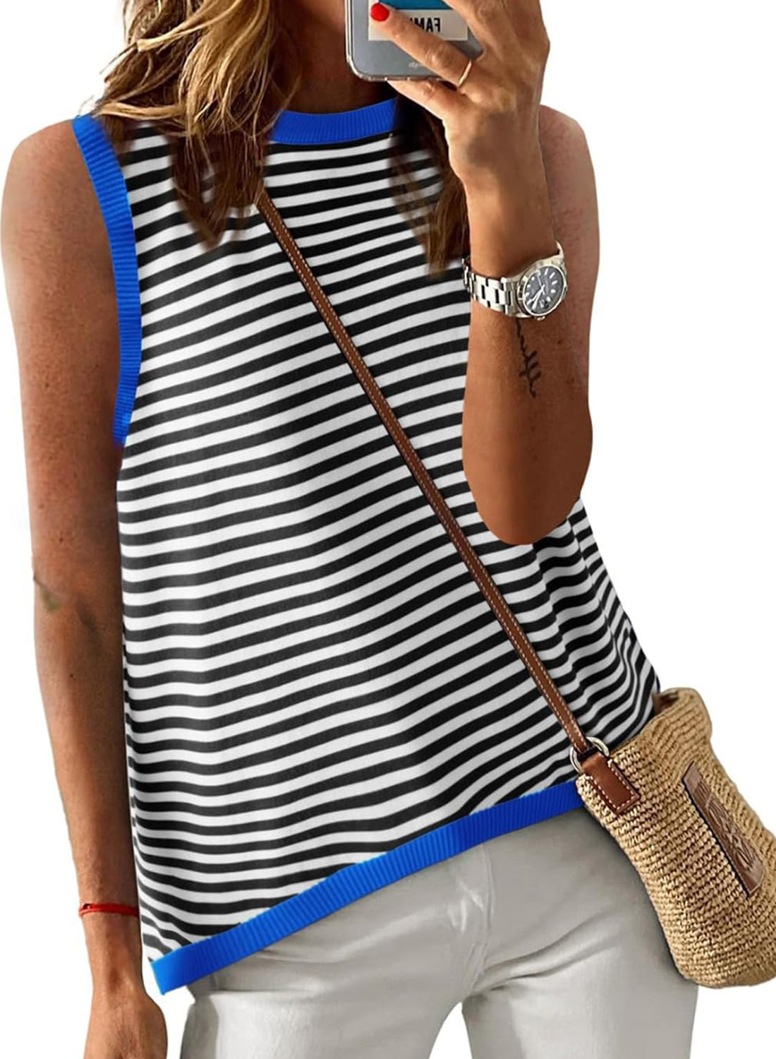 Casual Striped Color Block High Neck Tank Top(BUY TWO FREE SHIPPING!!!)
