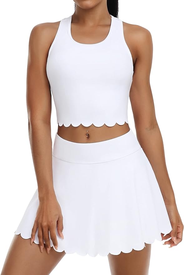 Women Athletic Workout Dress with Shorts and Pockets