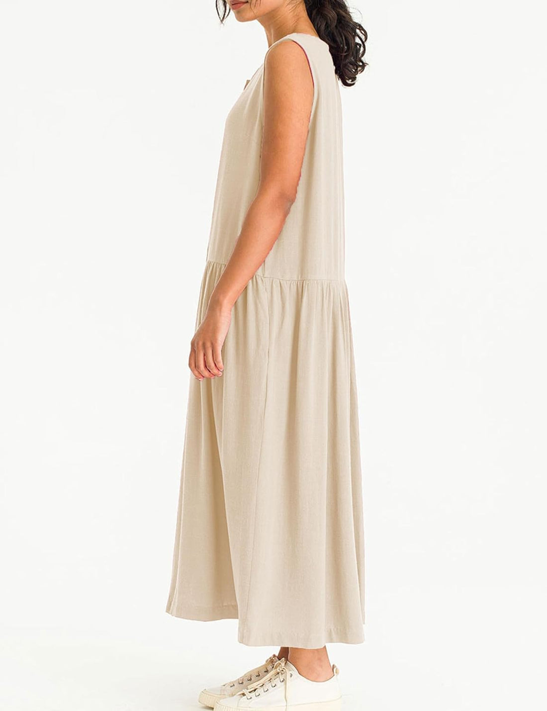 Women's Summer Sleeveless Button Midi Dress