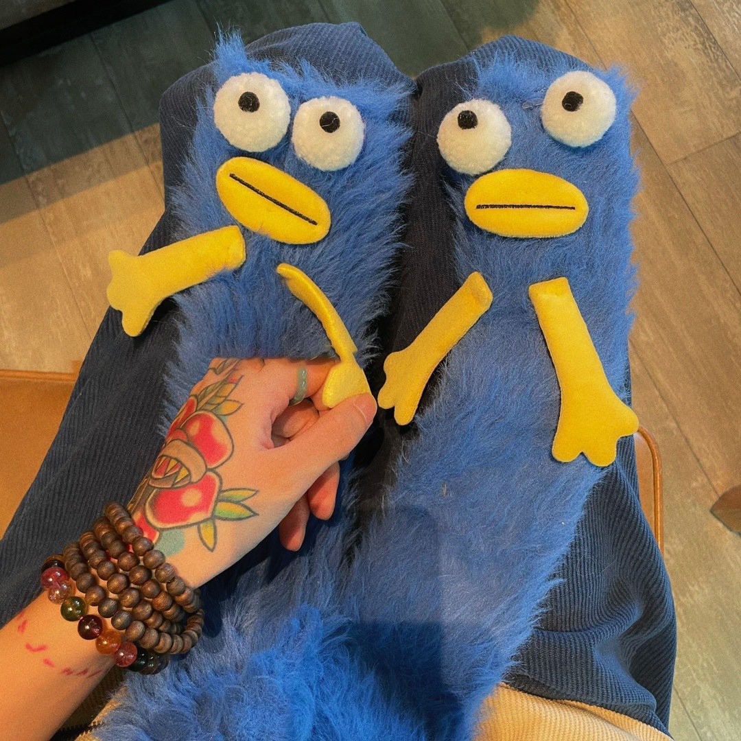 Unleash the Cuteness: Warm & Cozy Fluffy Cartoon Monster Socks