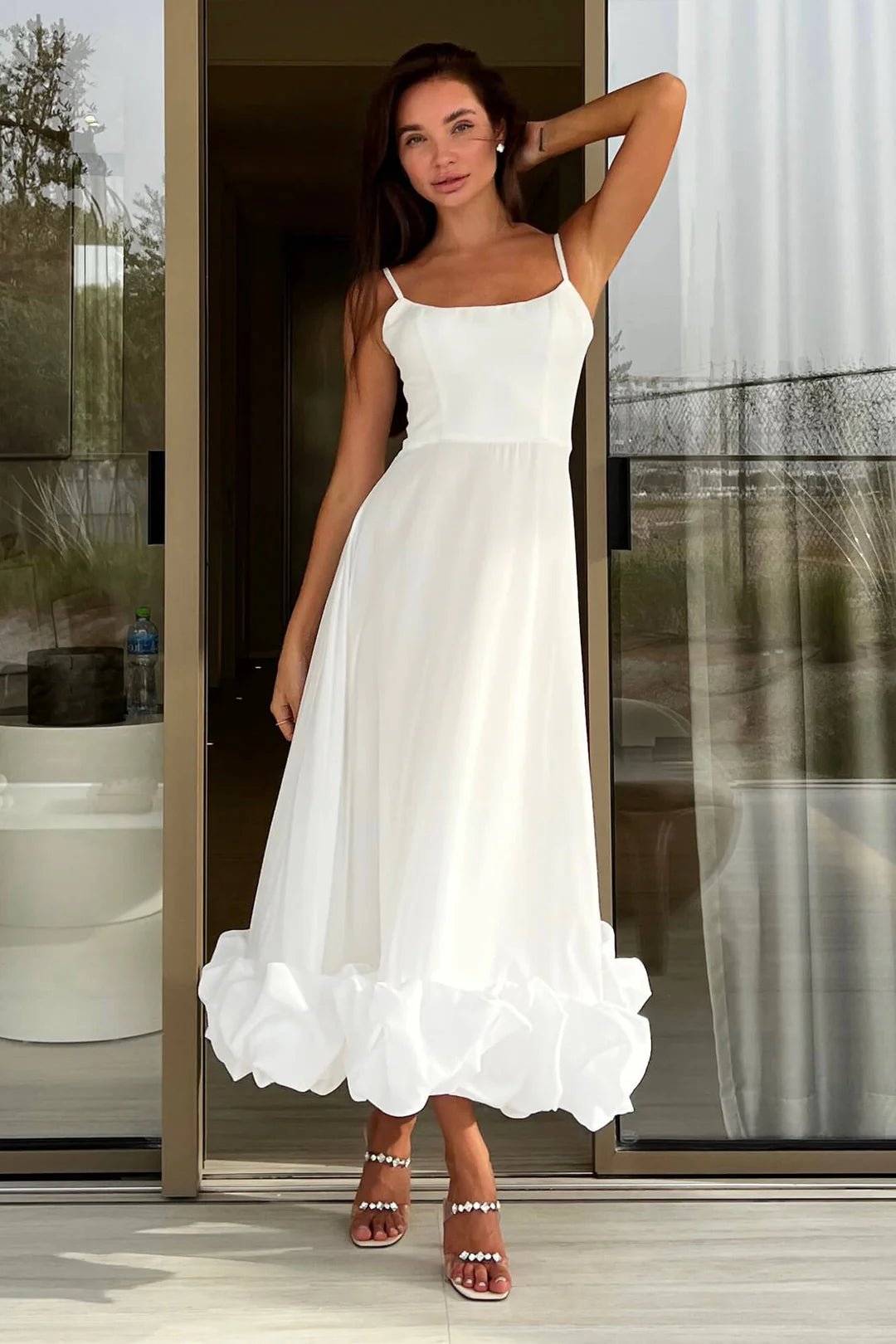 Fashion Halter Big Swing Three-Dimensional Flower A-line Skirt